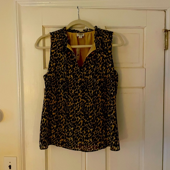 NEW J crew sleeveless blouse. Leopard print. S. - Picture 1 of 3